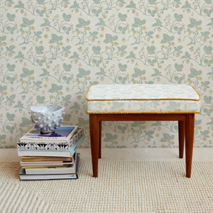 Strawberries Sage Fabric (Medium Weight)