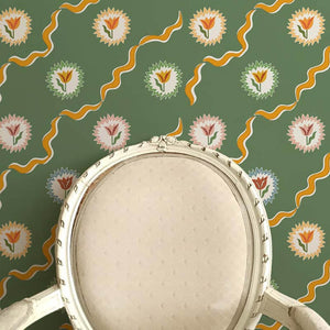 Tulips of Belgravia Green Wallpaper