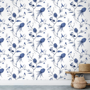 Artichoke Vine Blue Wallpaper