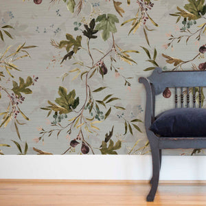 Fig Fog Grasscloth Wallpaper