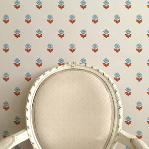 Indian Tulips Blue & Brown Wallpaper
