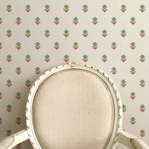 Indian Tulips Pink & Green Wallpaper