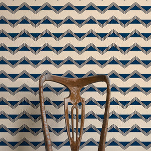 Moroccan Stripes Blue & Oatmeal Wallpaper