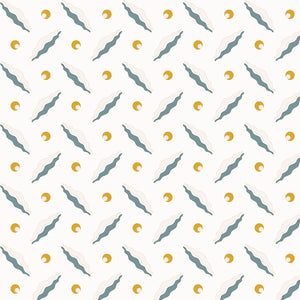 Chintamani Trellis Mustard & Blue Wallpaper