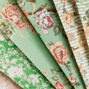 Small Stripe Floral Sage Wallpaper