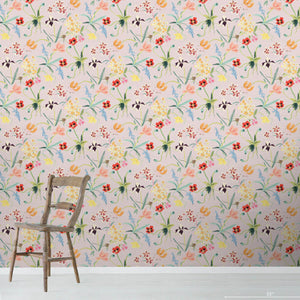 Botanic Lavender Grasscloth Wallpaper