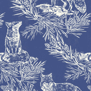Fox In The Snow Storm Blue Wallpaper
