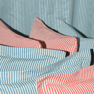 Moire Stripe Blue Porcelain Fabric